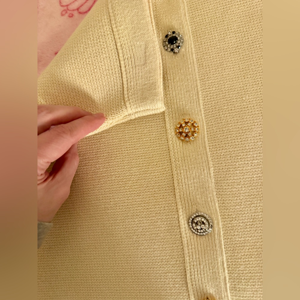 Adam Lippes Runway Collection Crystal Button Cotton Blend Tweed Mini Skirt Med - Picture 9 of 10